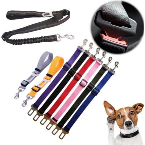 Pet Supplies Car Seat Belt Dog Seat Belt Dog Leash Vehicle Belt Adjustable Cushioning Elastic Reflective Safety Rope for Dog Cat
