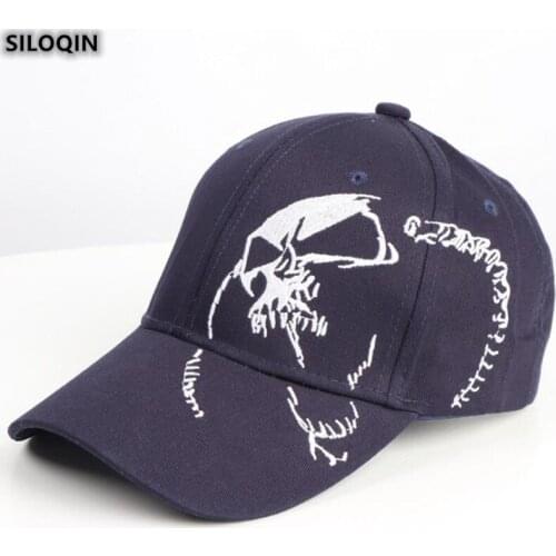 SILOQIN New Snapback Personality Baseball Cap For Mens Womens Adjustable Size Fashion Skull Embroidery Tongue Caps Autumn Tide