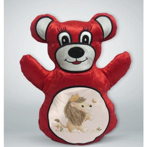 BK Gift Cute Lion Design Red Teddy Bear Yastık-3