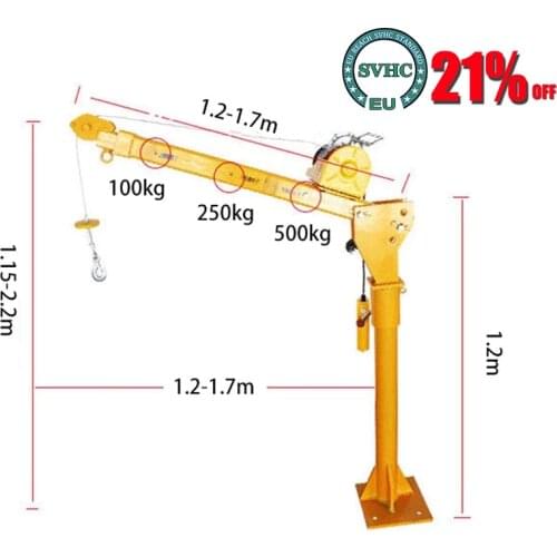 500KG 220V 1000W Household Electric Hoist Crane Small Truck Crane Car Lifting Crane Machine With Remoting Control And Handle