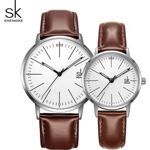 Shengke Black Fashion Leather Watches Women Men Quartz Watches Relogio 2019 New SK Couple Watches Christmas Gift #K8043