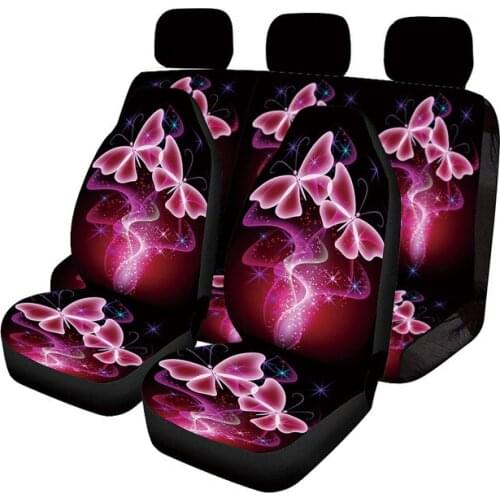 Aimaao Car Seat Covers Crytal Butterfly Print Bucket Seat Cover Trendy Decorative for Women Housse Voiture Peugeot Partner
