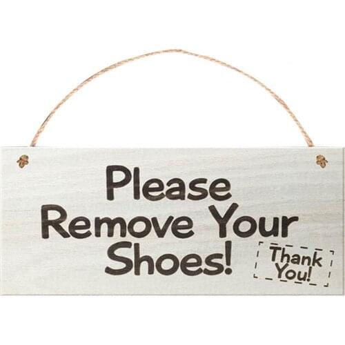 Wooden Plaque Decorative Creative with Hanging Rope Please Remove Your Shoes Hanging Plaque for Home