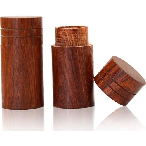 LeafMan Rosewood Wooden Herb Container Natural Fresh Wood Scent Airtight Stash Jar Seal Tobacco Herb Pocket Size