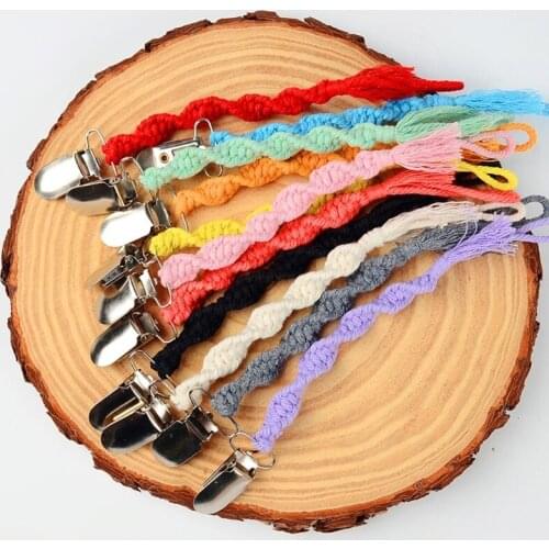 Baby Crochet Pacifier Chain Teething Soother Clip Hand Braided Teether Strap DIY Dummy Nipple Holder Shower Gifts