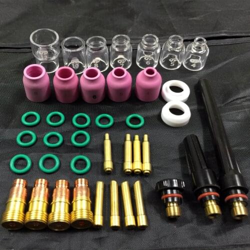 40Pcs TIG Welding Torch Stubby Gas Lens Pyrex Glass Cup Kit Durable Practical Welding Accessories Easy Use For WP-17/18/26