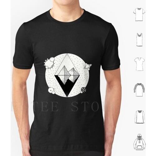The World Is A Diamond T Shirt DIY Big Size 100% Cotton Planets Mountain Diamond Black White Stars Universe