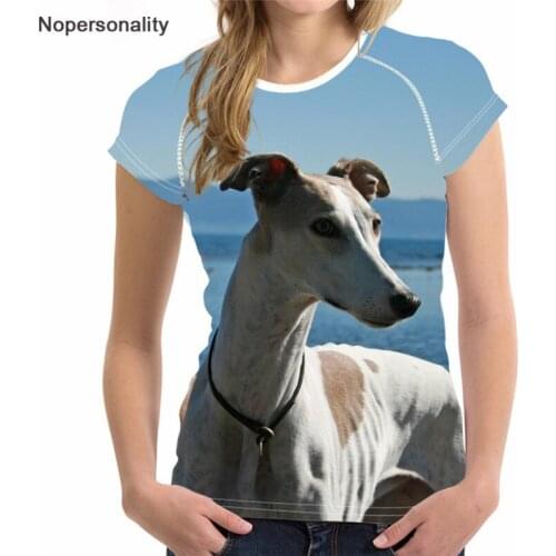 Nopersonality 3D Greyhound T Shirt Women Tees Top Femme Brand,Dog Kawaii Basic Ladies T-shirt Woman Elastic Clothes Bodybuilding