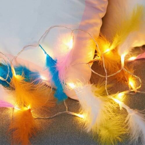 String Light 1.2M Led Feather Cotton Ball Christmas Home Wedding Party Indoor Outdoor Decor Battery Powered Holiday Fairy Light