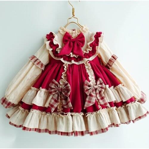 Spain girls dress sweet bow kids girls clothes princess baby dresses lolita dresses for girls