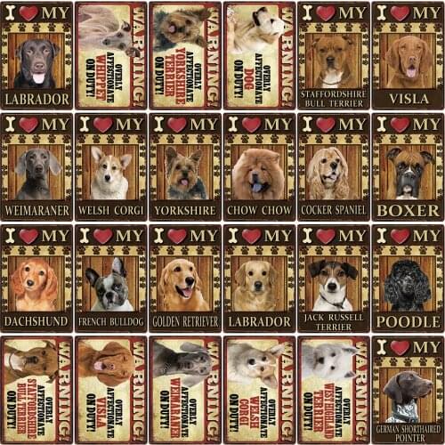 [ Kelly66 ] Pets Dog Poodle Chow Chow Labrador Boxer Metal Sign Tin Poster Home Decor Bar Wall Art Painting 20*30 CM Size Dy98