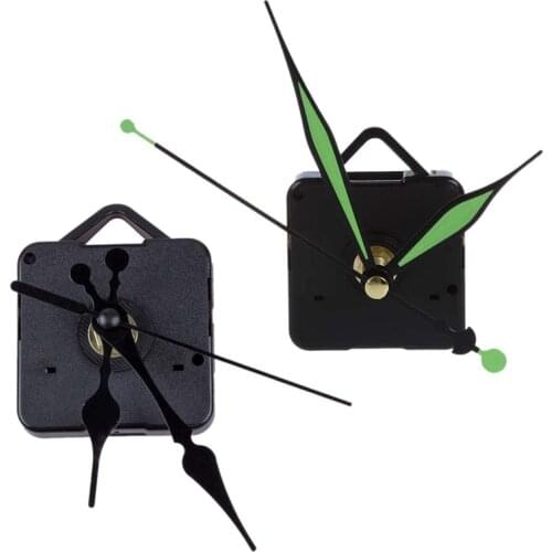 Quartz Clock Movement Mechanism DIY Repair Parts + Luminous Hands & Clock Movement Mechanism With Black Hour Minute Second Hand
