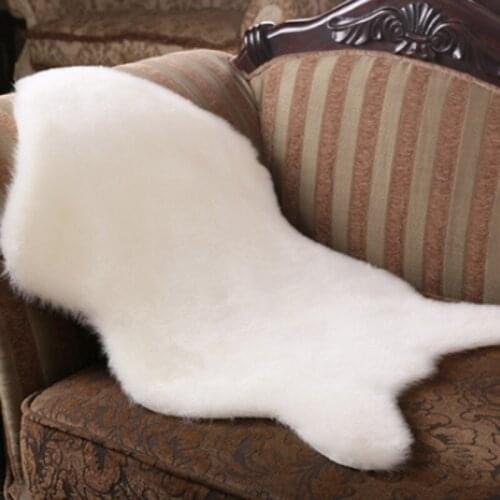 Faux Sheepskin Chair Cover Seat Pad Soft Sofa Carpet Cushion Hairy pendulum Mat Solid Color Skin Fur Fluffy Rugs Bedroom blanket