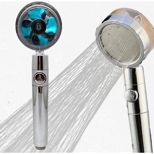 Propeller Driven Handheld Shower Head High Pressure 360 Degree Rotating Water Saving Shower Head Bath Shower Faucet With Filter