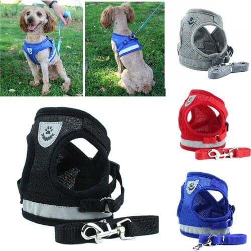 Dog Harness for Chihuahua Pug Small Medium Dogs Nylon Mesh Puppy Cat Harnesses Vest Reflective Walking Lead Leash Petshop