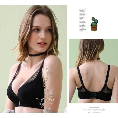 The new unribbed lace collection comfortable skin-friendly cotton underwear B cup breathable soft bra woman