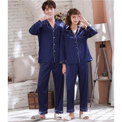 Couple Sleepwear Family Pijama Pajama suit Satin Silk Pajamas Sets Lover Night Suit Men & Women Casual Home Clothing