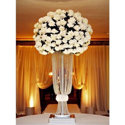 Wholesale i tall and large111 iron crystal plated vase metal one flower/metal vases for wedding/tall metal vases wedding decorat