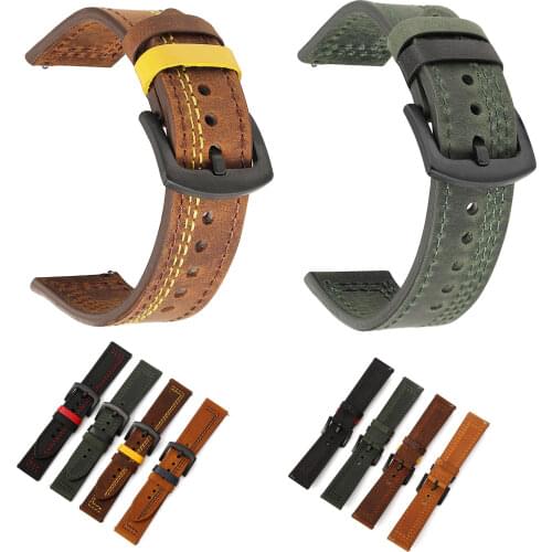 Genuine Leather Watch Strap For Samsung Galaxy Watch 42 46mm Gear S3 Galaxy Watch 3 Watchband Quick Release 18 20 22 24mm Band