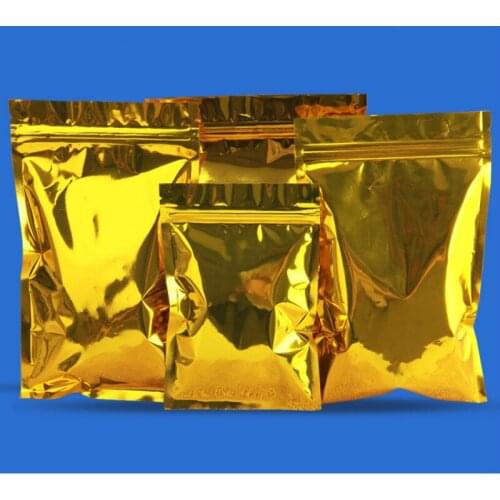 100pcs Gold aluminum foil self sealing bag keel dried fruit dry goods specialty tea flower powder seasoning food packaging bags