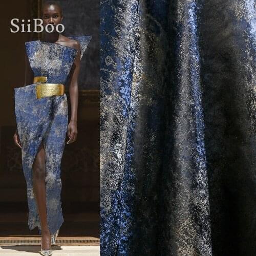 Siiboo metallic jacquard fabric high quality abstract pattern designer chic tissu Italy fashion style sp6435