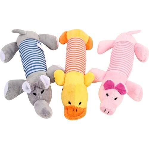 Cute Animals Shape Pet Dog Plush Sound Toys Puppy Cat Interactive Training Molar Teeth Clean Bite Resistant Pets Squeaky Toy