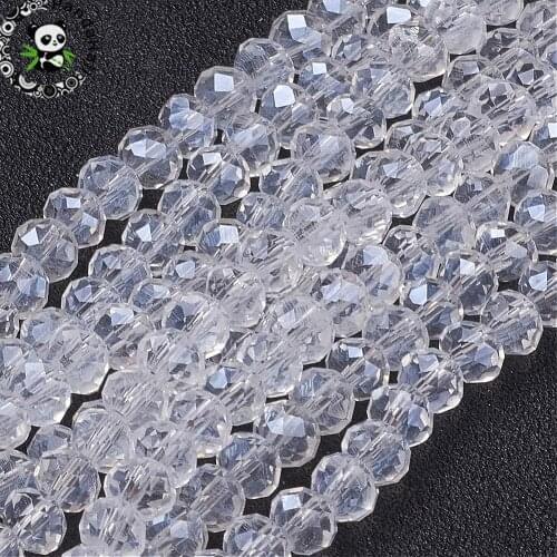 10Strands Glass Beads Pearl Luster Plated Crystal Suncatcher Faceted Abacus Clear For DIY Jewelry Making Handicraft Supplies