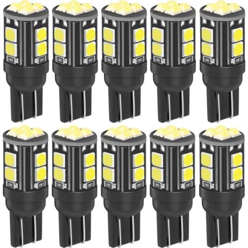 10Pcs 2020 New T10 W5W WY5W 168 921 2825 Super Bright LED Car Interior Reading Dome Light Auto Parking Lamp Wedge Tail Side Bulb