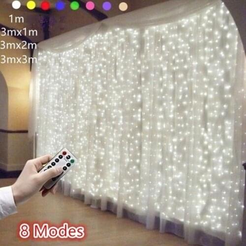 LED garland curtain string lights Remote Control fairy light Home decoration on the window Wedding party light string led decor