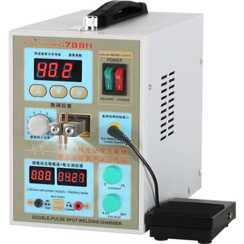 SUNKKO 788H Spot Welder 1.5KW Multifunction Pulse Spot Welding Machine 18650 Battery Packs Welding Lithium Battery Charging Test