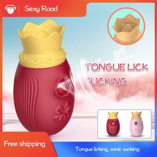 Tongue Licking Vibrator Crown shape Massager Soft Silicone g-spot clitoris Stimulator Nipple sucker Adult Sex Toys For Women