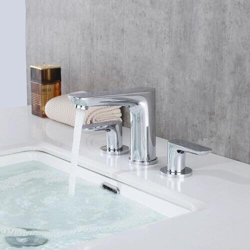 Good Quality Brass chrome Deck Mounted 3 Hole Vessel Basin Faucets Bathroom Sink Faucets