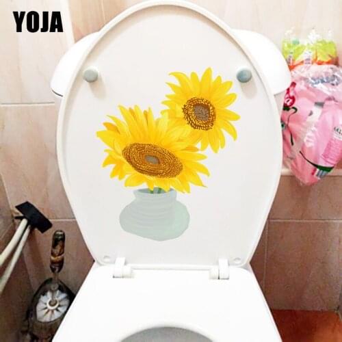 YOJA 19*23CM Hand Painted Yellow Daisy Cartoon Home Wall Sticker Decal Fresh Toilet Decor T1-0877