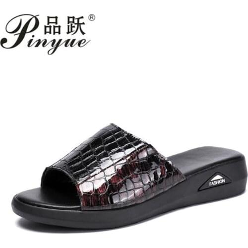 Plus Size 41 Women Sandals Genuine Leather Summer Slippers Fashion Mother Slippers Korean Sandals Real Leather Cowhide