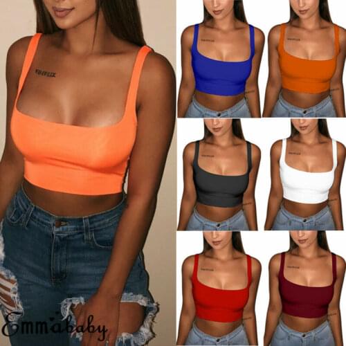 Women Casual Tank Top Cami Bustier Vest Blouse Sleeveless Sport Crop Top T-Shirt