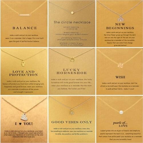 9 Styles Heart Love Pearl Necklace For Women Minimalist Clavicle Chain Choker Necklaces Balance Good Lock Gift Card