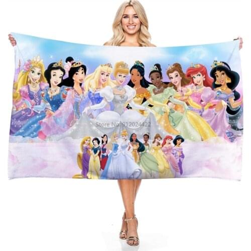 Disney Snow White Cinderella Aurora Ariel Princess Towel Women Girls Mickey Mouse Minnie Mouse Beach Towel Microfiber Bath Towel