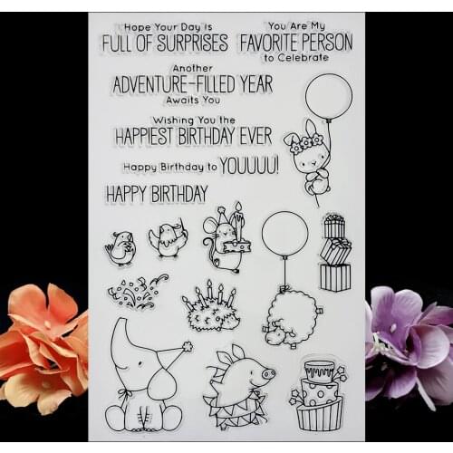 Animals Birthday Transparent Clear Stamps Seal For DIY Scrapbooking/Decorative Stamp Bullet Journal Photo Album Card Making