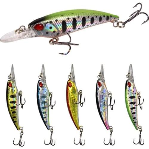 1PCS Minnow Fishing Lure 3D Eyes 75mm 5g Plastic Hard Bait Artificial Lures Wobbler Crankbait Winter Sea Fishing Bass Tackle