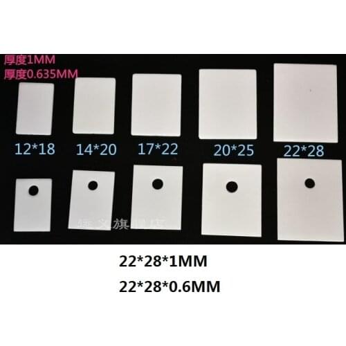 22x28 0.6mm 1mm 96% AL 2O3 Alumina ceramic sheet TO-247 TO-220 TO-3P Ceramic insulating plate aluminum oxide ceramic cooling fin