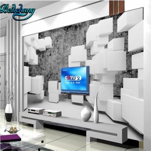 Beibehang 3D box retro brick wall TV wall decoration painting custom wallpaper mural decoration