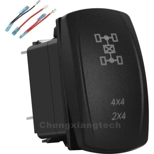 4X4 2X4 5Pins SPST ON/OFF Toggle Rocker Switch 12v 24v Red Led Light Bar Switch + Jumper Wires Set For Car Boat Truck Waterproof