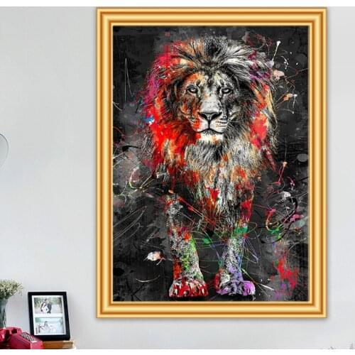 5D Diamond Painting Colorful Lion Kit Full Drill Embroidery Animal Mosaic Art Picture Of Rhinestones Home Wall Decoration Gift