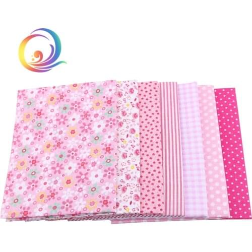 Pink 7pcs Thin Cotton Fabric Patchwork For Sewing Scrapbook Cloth Fat Quarters Tissue For Quilt Needlework Pattern 50cm *50cm