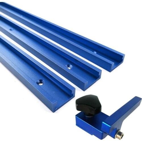 Aluminium T-Slot T Track W/ Miter Track Stop Set 300-800mm Router Table Jig Fixture T-Track Slot Fastener Woodworking Tools