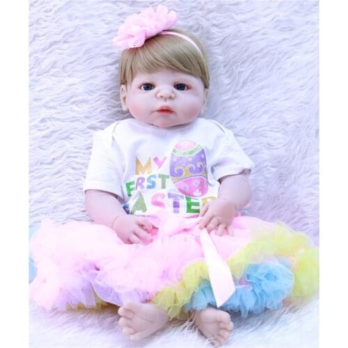 Bebe toy reborn 55cm Full Silicone Reborn Girl Baby Doll Toys Newborn Princess Babies Doll Lovely Birthday Gift Present