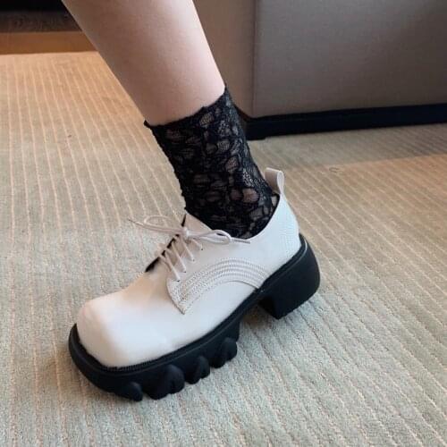 White Shoes Retro Platform Gladiator Heels Designer Square Toe Lace Up Black Boots Punk Boots Female Women Shoes Luxury Heels