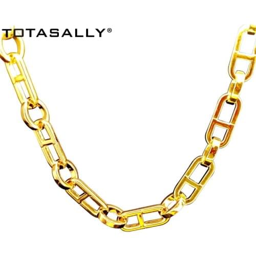 TOTASALLY Fashion Hip Hop Metal Link Chain Necklace Collane Donna Golden Statement Jewelry Choker Necklace Gift 2021 бижутерия