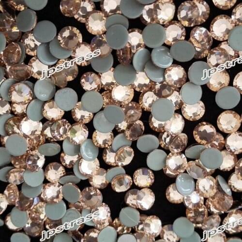Hot fix rhinestone in shiny decoration 14 big and small cutting ss20 lt peach ;rhinestone hot fix free shipping service