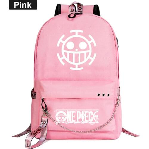 Hot Anime One Piece Luffy Skull Prints Boys Girl Kids School Book Bags Women USB Chain Travel Backpack Canvas Men Laptop Bagpack